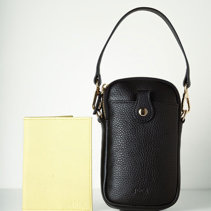 Sac & Porte Passeport en cuir (Yellow & Black)